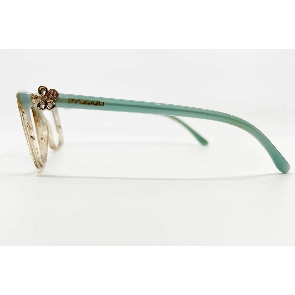Bvlgari Eyeglasses Womens Blue Brown Flower Detail 4073-B 5266 52-16-140